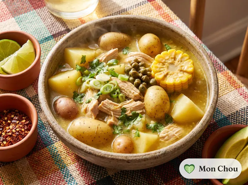 Ajiaco de Bogotá (kolumbianische Hühnersuppe mit Kartoffeln)