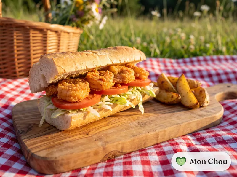 Po&rsquo;boy aux crevettes et frites au four