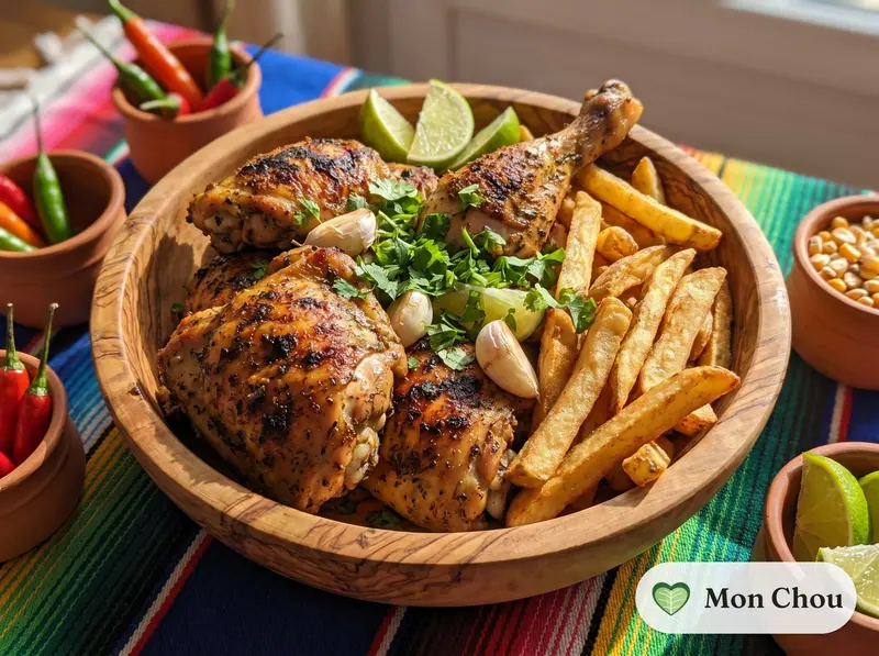 Peruanisches Brathähnchen Brasa mit Pommes