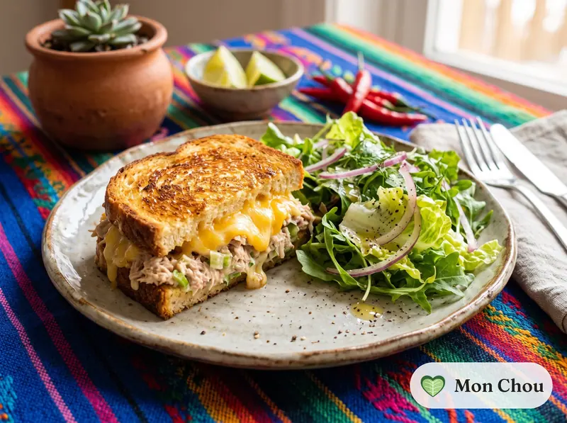Tuna melt et salade verte