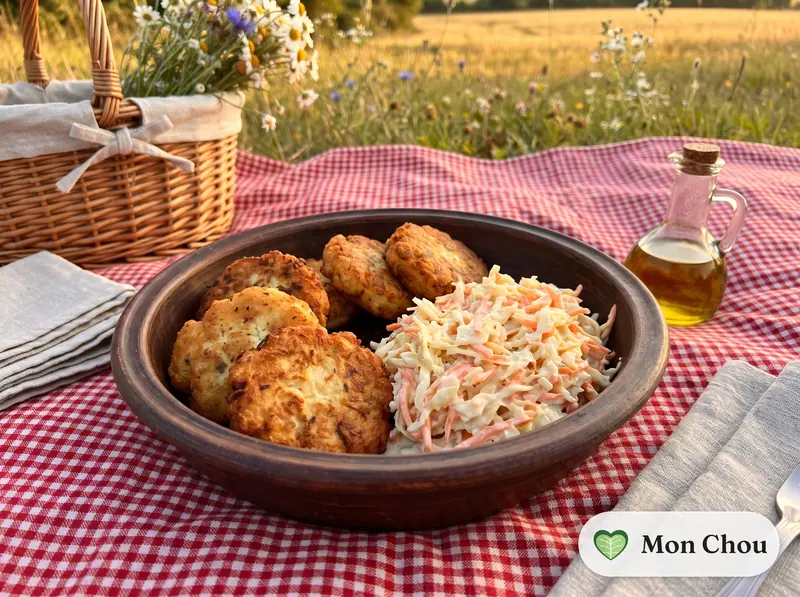 Cod cakes with coleslaw