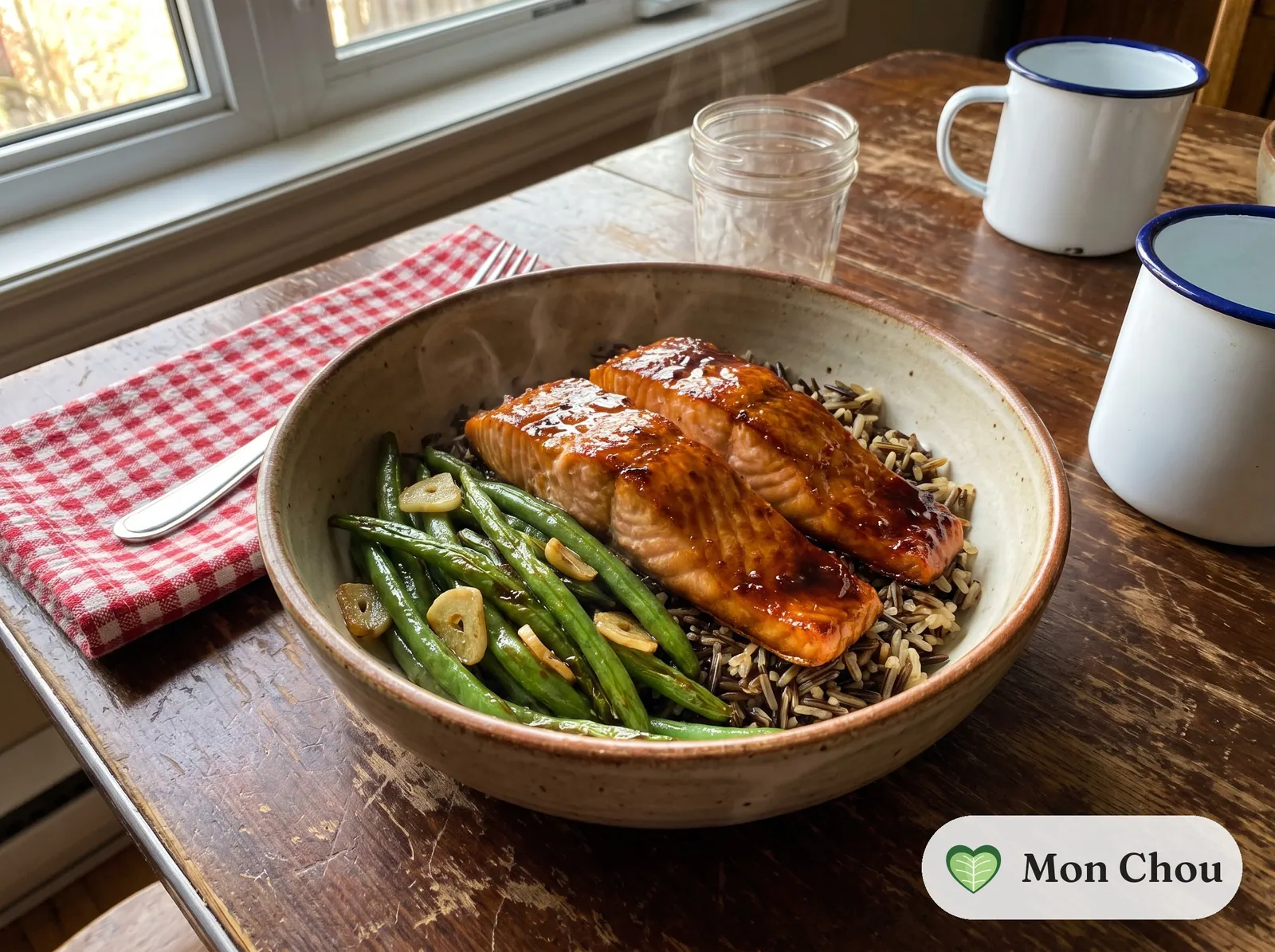 Saumon glacé à l&rsquo;érable et riz sauvage