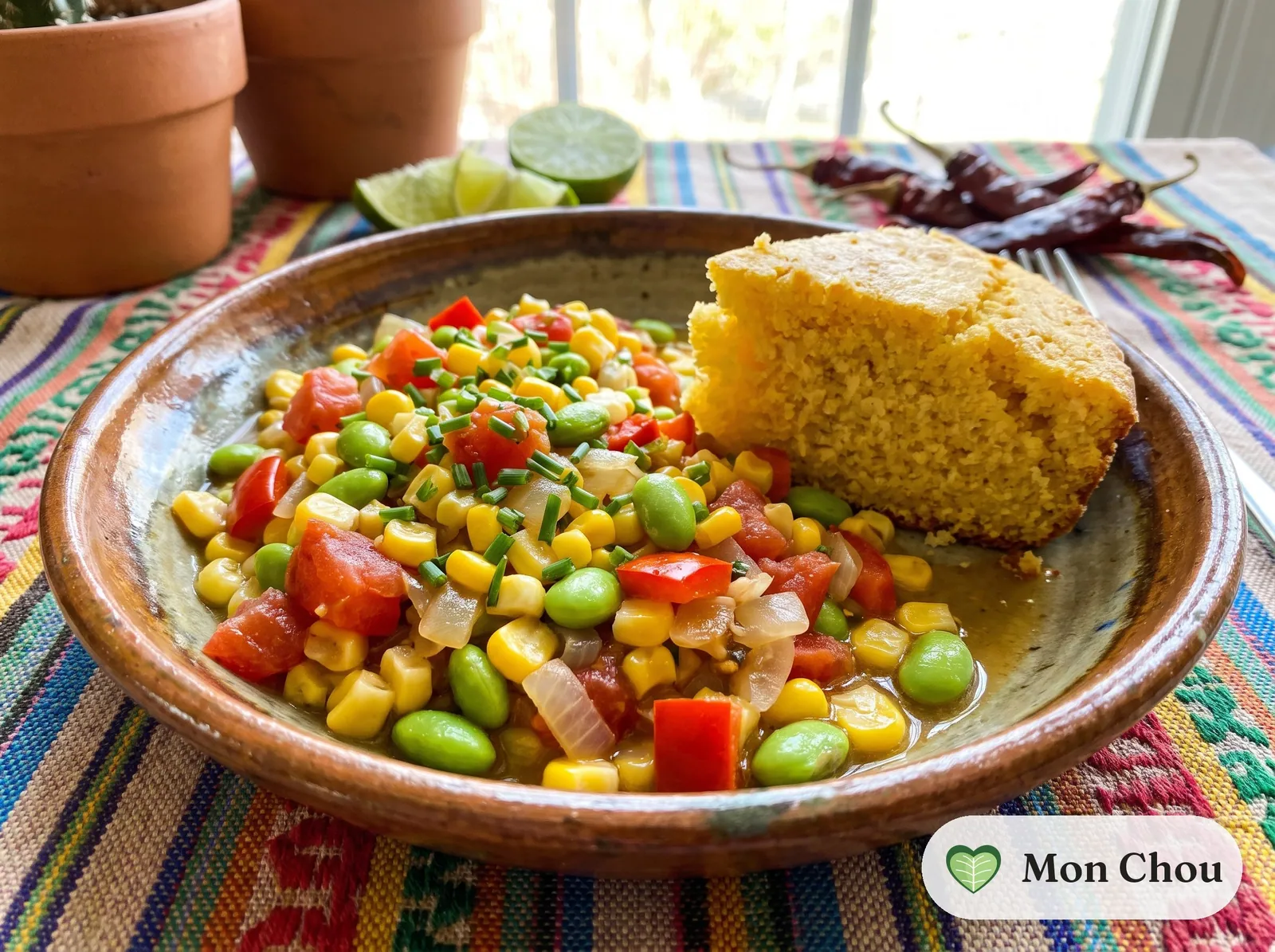 Succotash mit Maisbrot