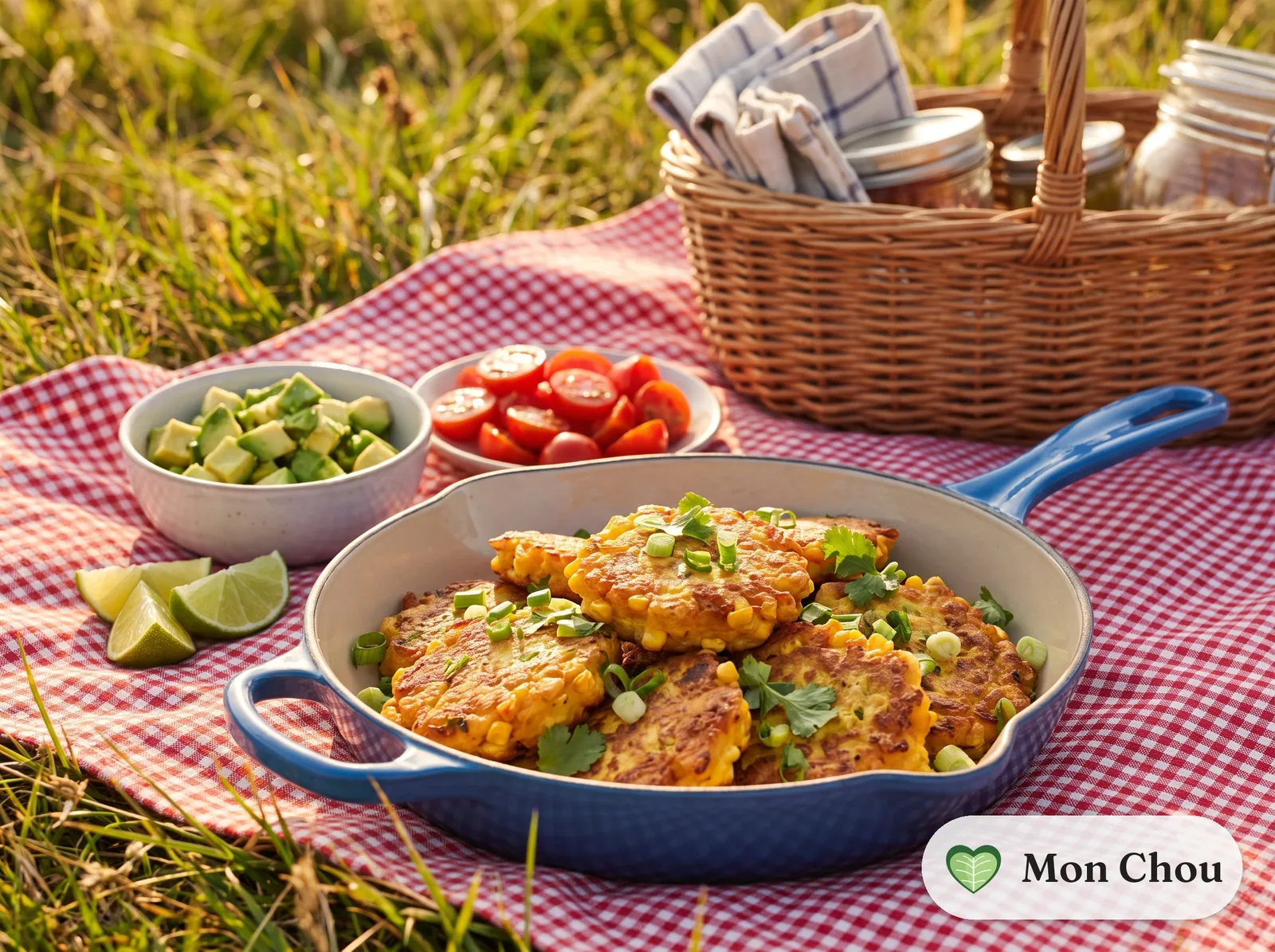 Maispfannkuchen mit Avocadosalat