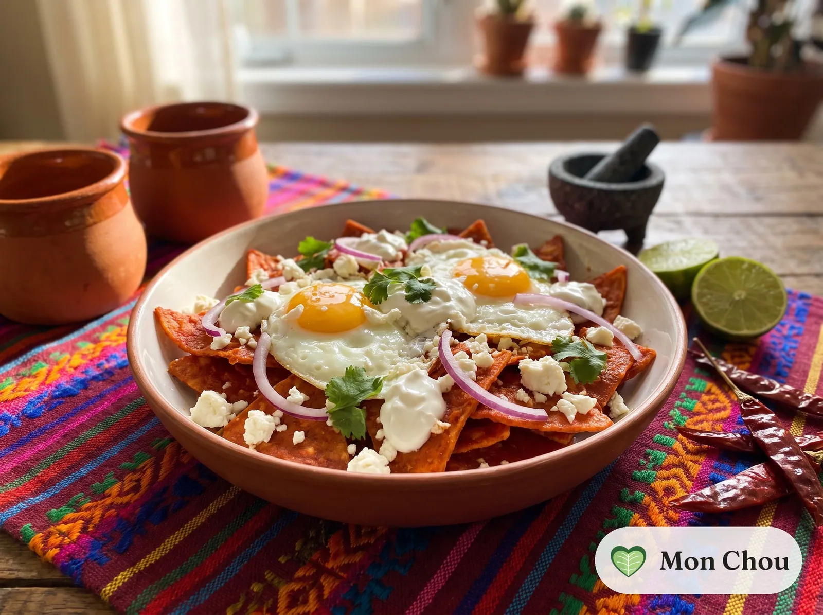 Chilaquiles rouges aux œufs