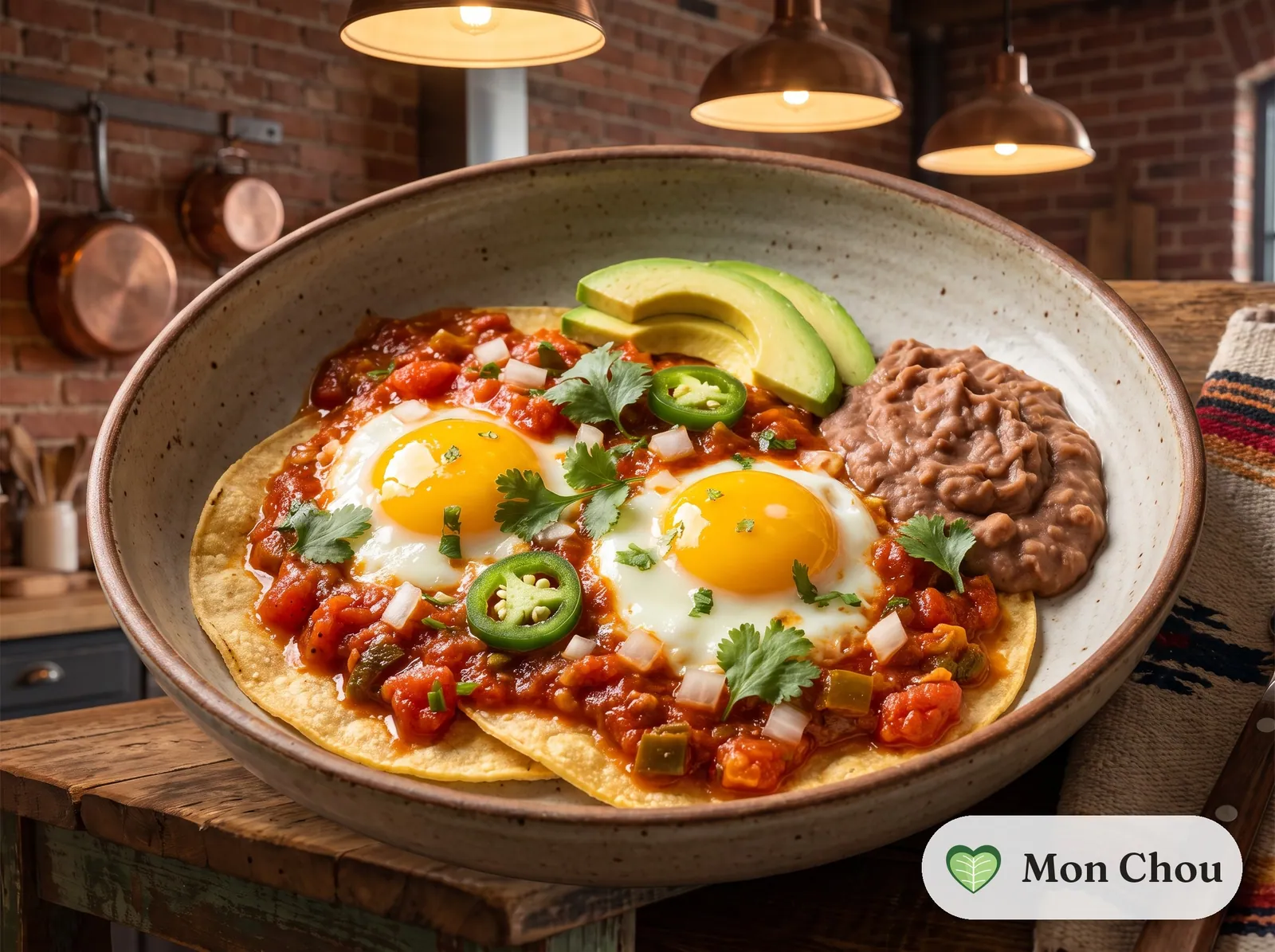 Huevos rancheros et haricots refrits