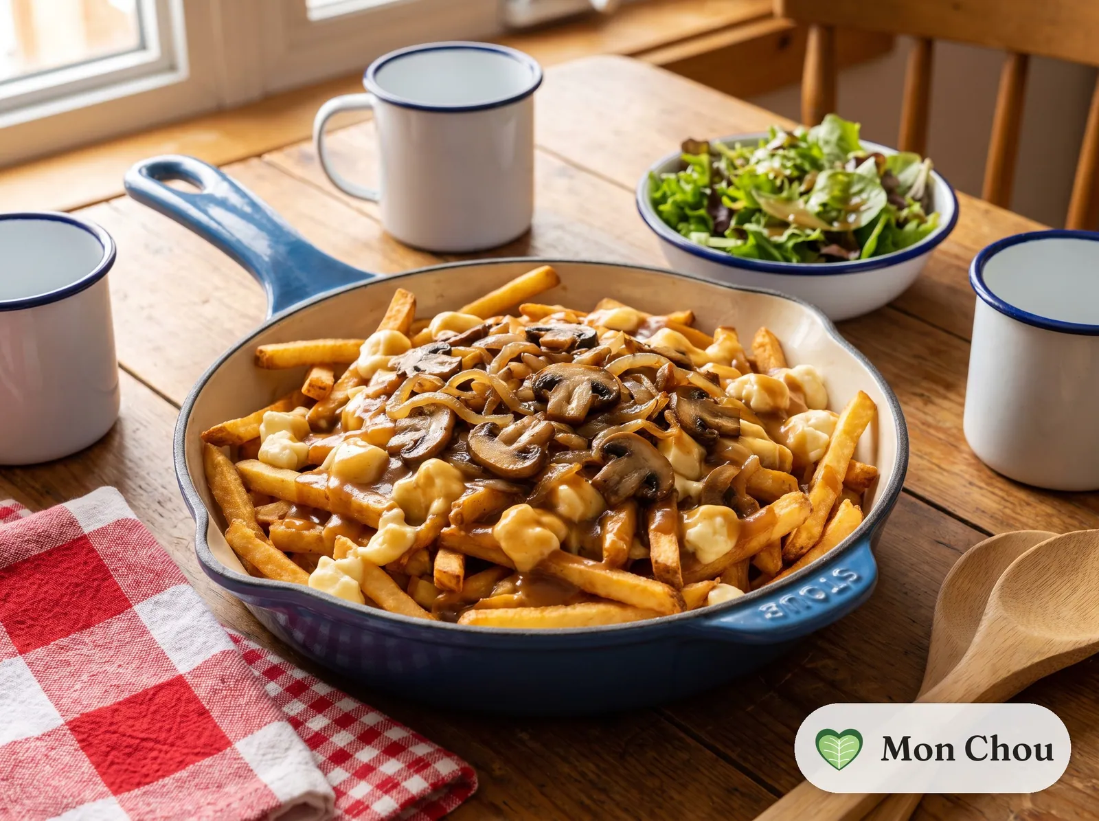 Poutine maison et salade verte