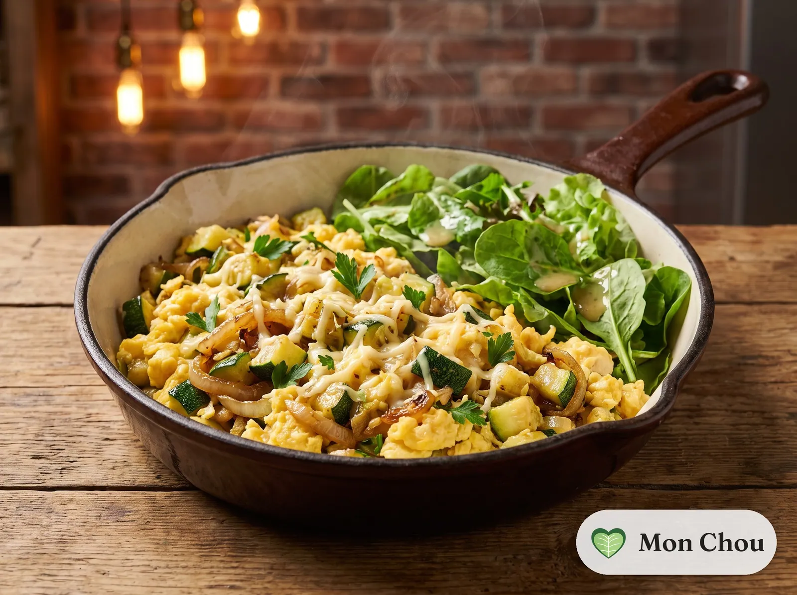 Revuelto de zapallitos et salade