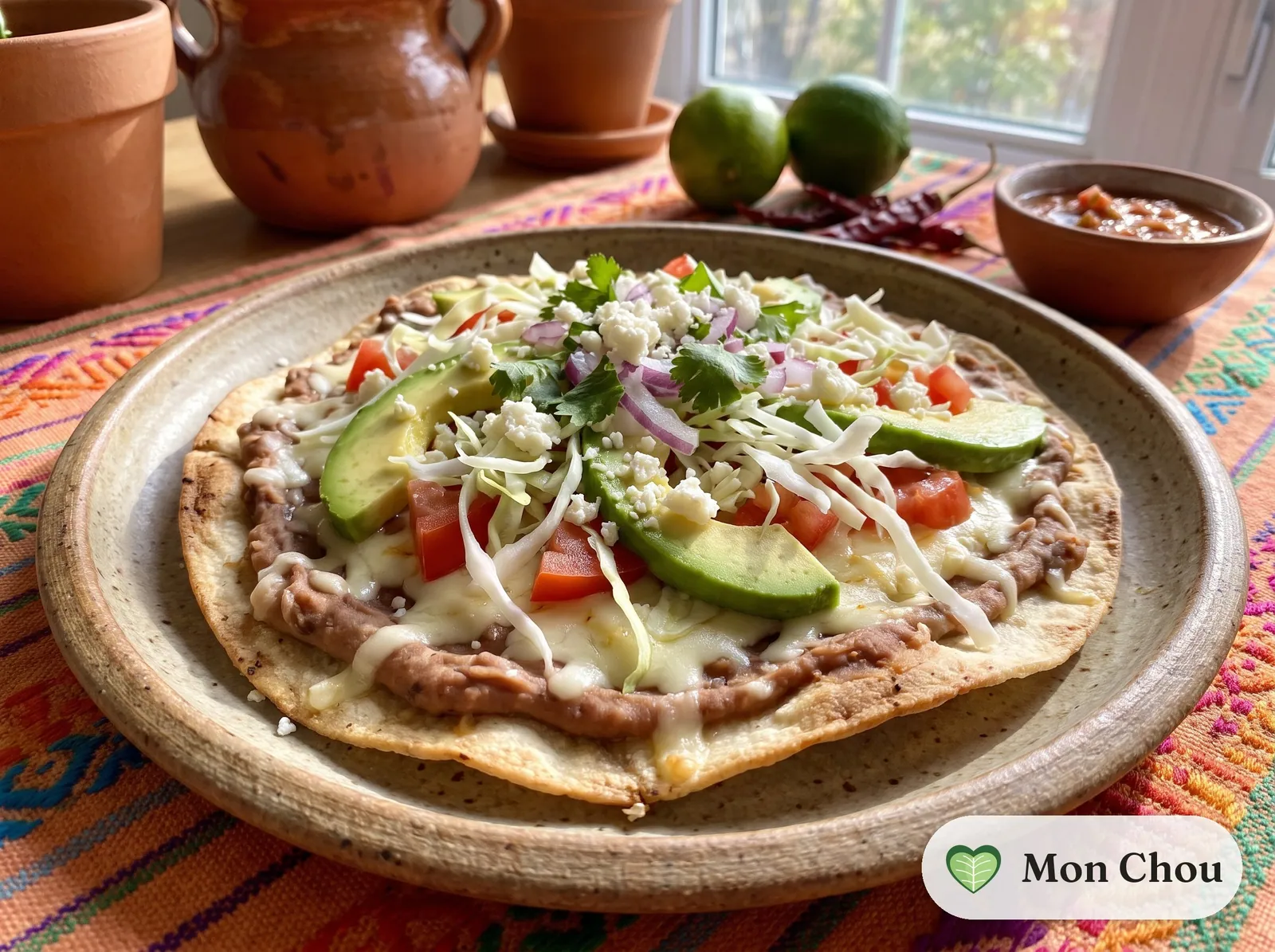 Tlayudas aux haricots et fromage