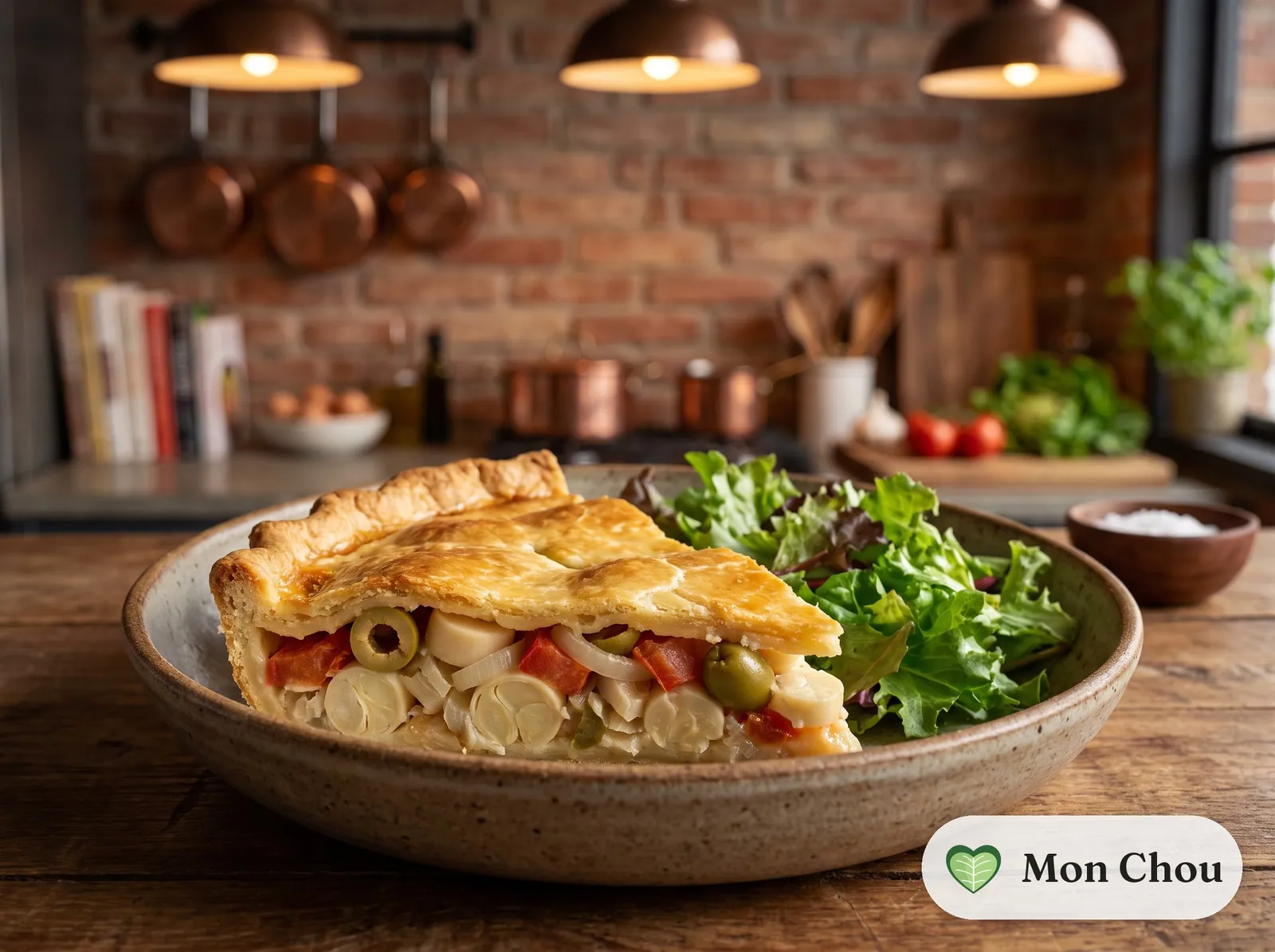 Torta de palmito et salade