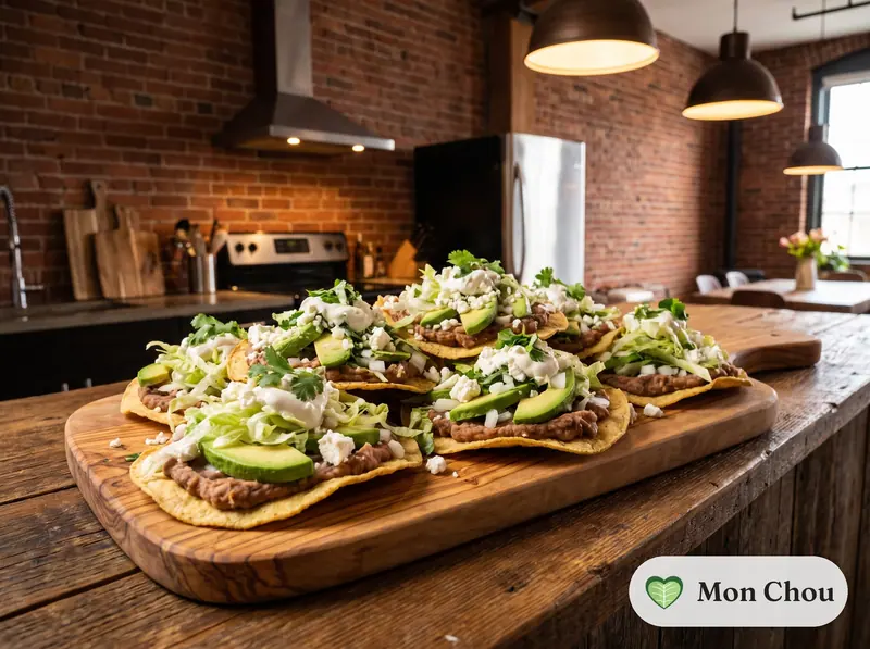 Tostadas aux haricots et avocat