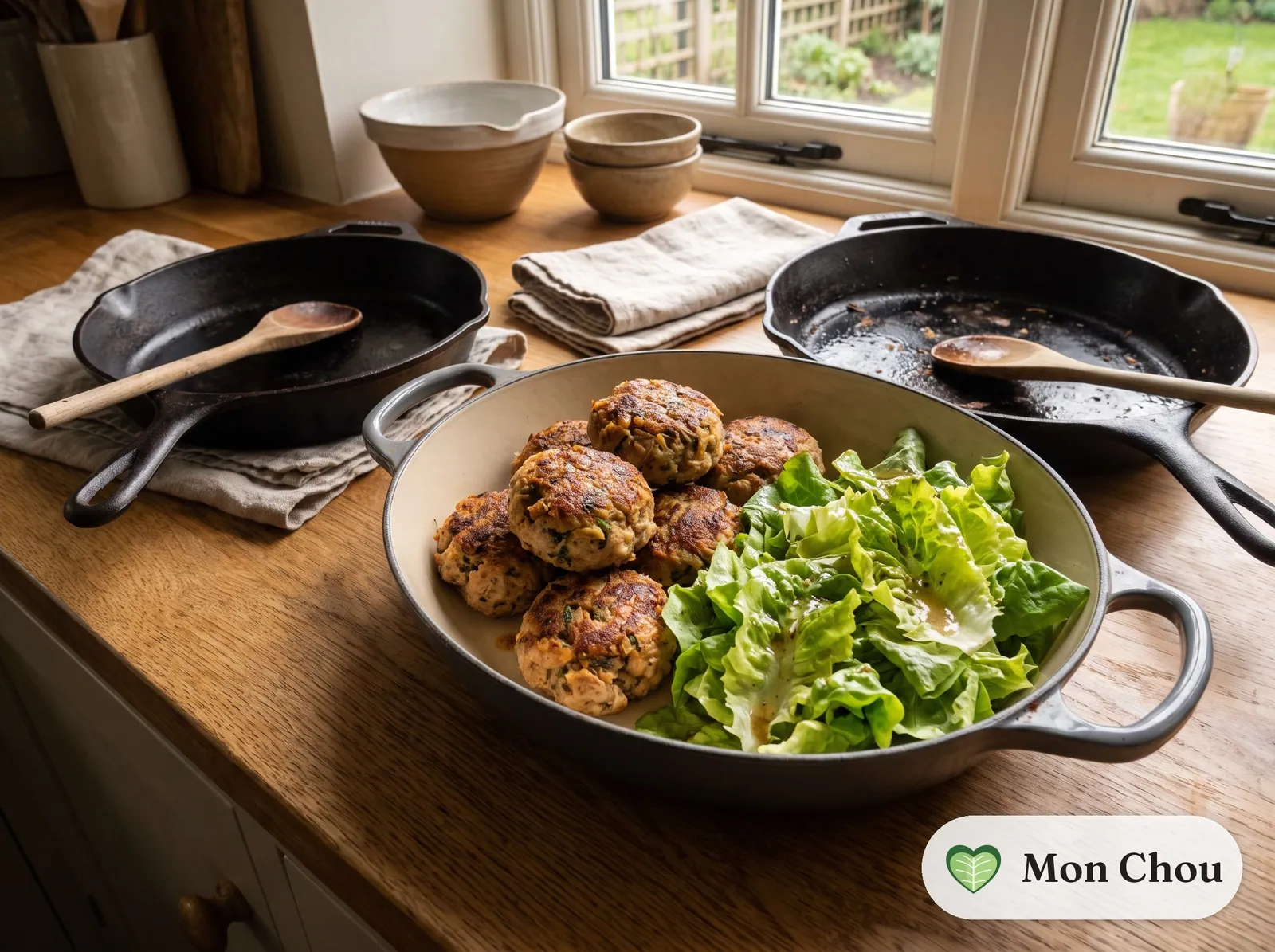 Leftover meat meatballs with salad