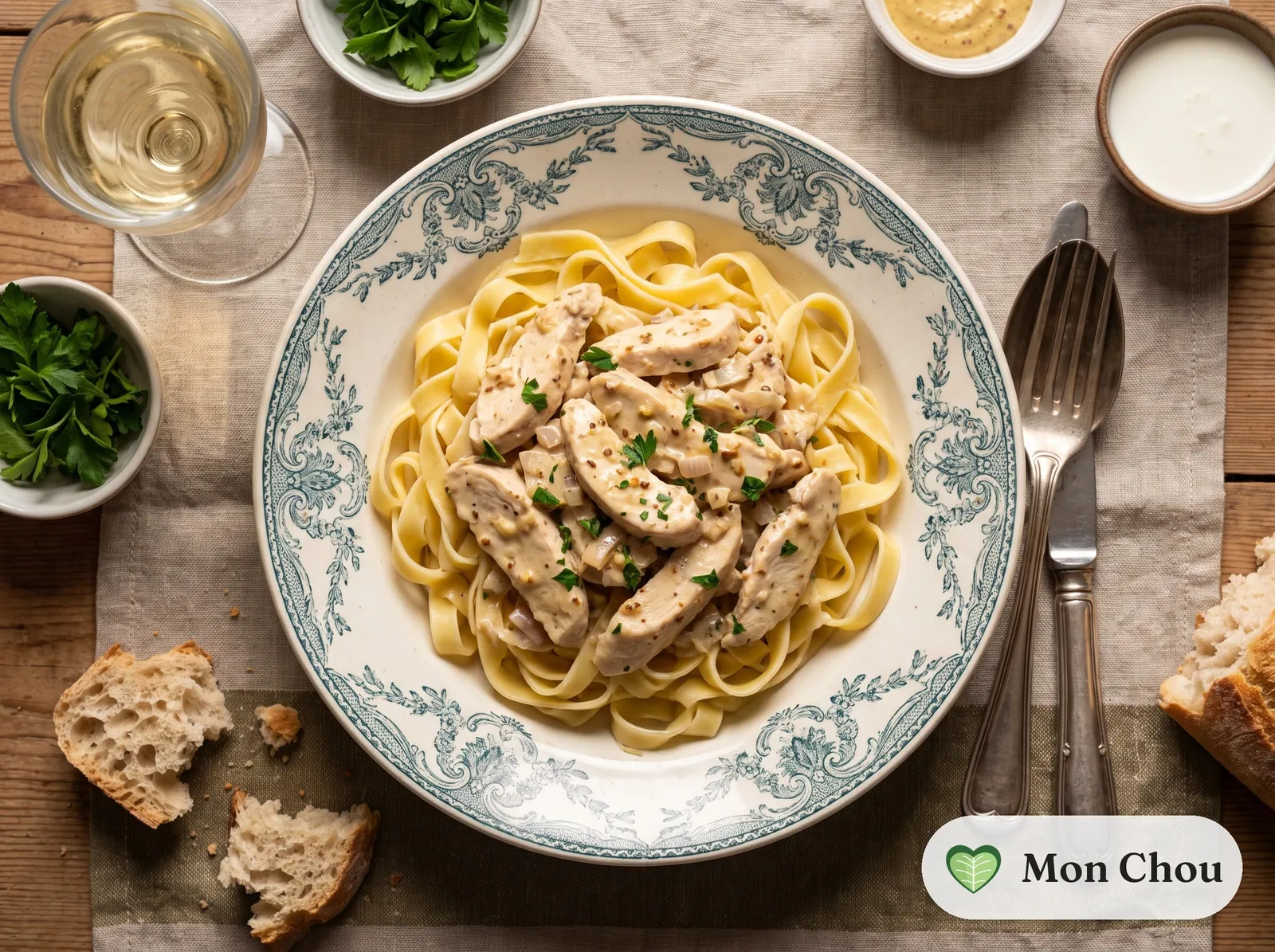 Mustard chicken with tagliatelle