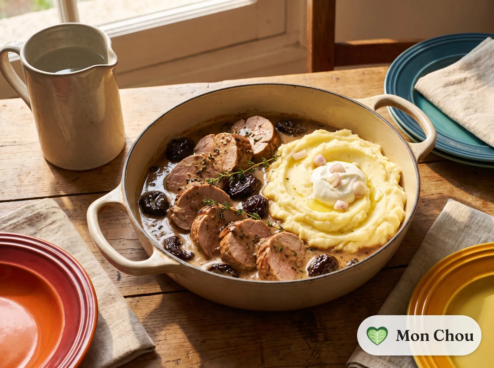 Pork Tenderloin with Prunes and Mashed Potatoes