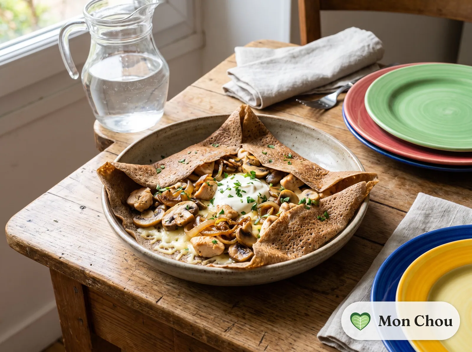Buchweizengalettes mit Hähnchen und Champignons