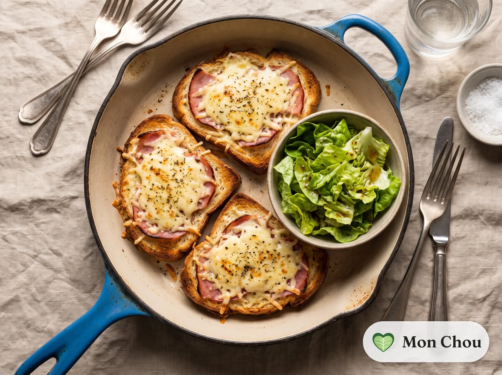 Pizzas sur pain de mie au jambon et salade
