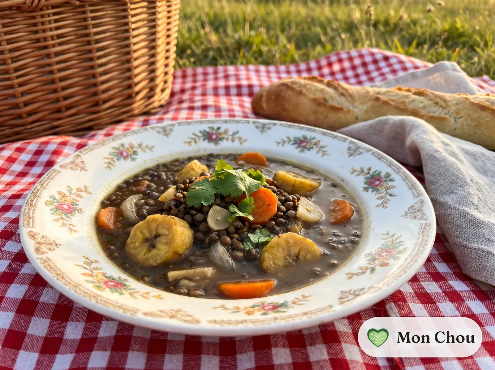 Sopa de lentejas au plantain