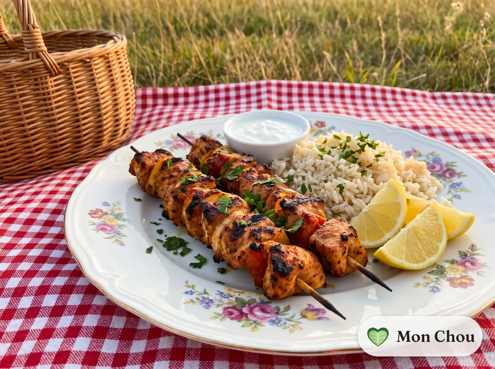 Putenspieße mit Paprika und Reis
