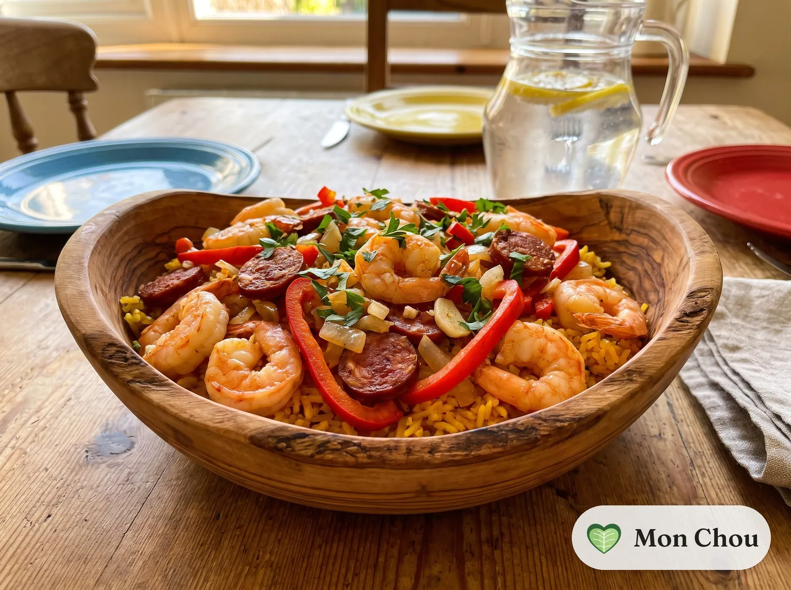Crevettes au chorizo et riz