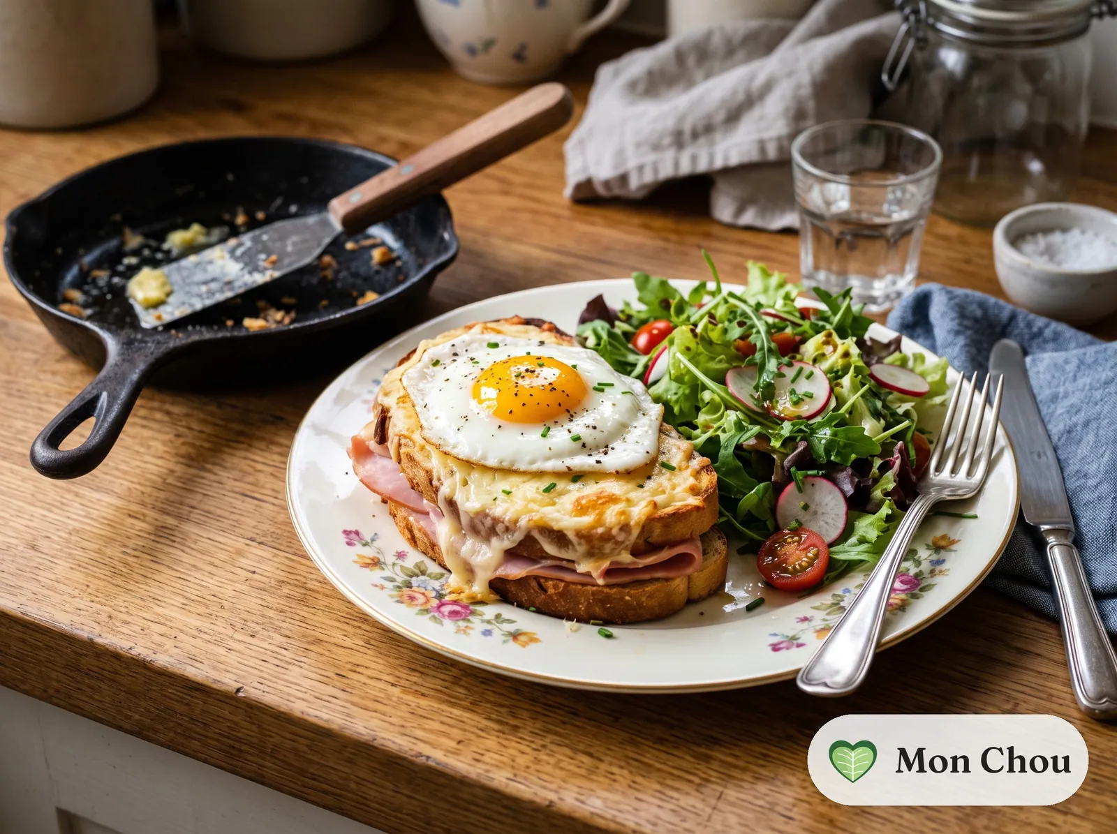 Croque-madame et salade