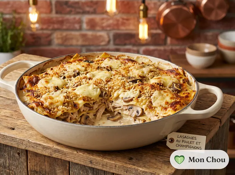 Lasagnes au poulet et champignons