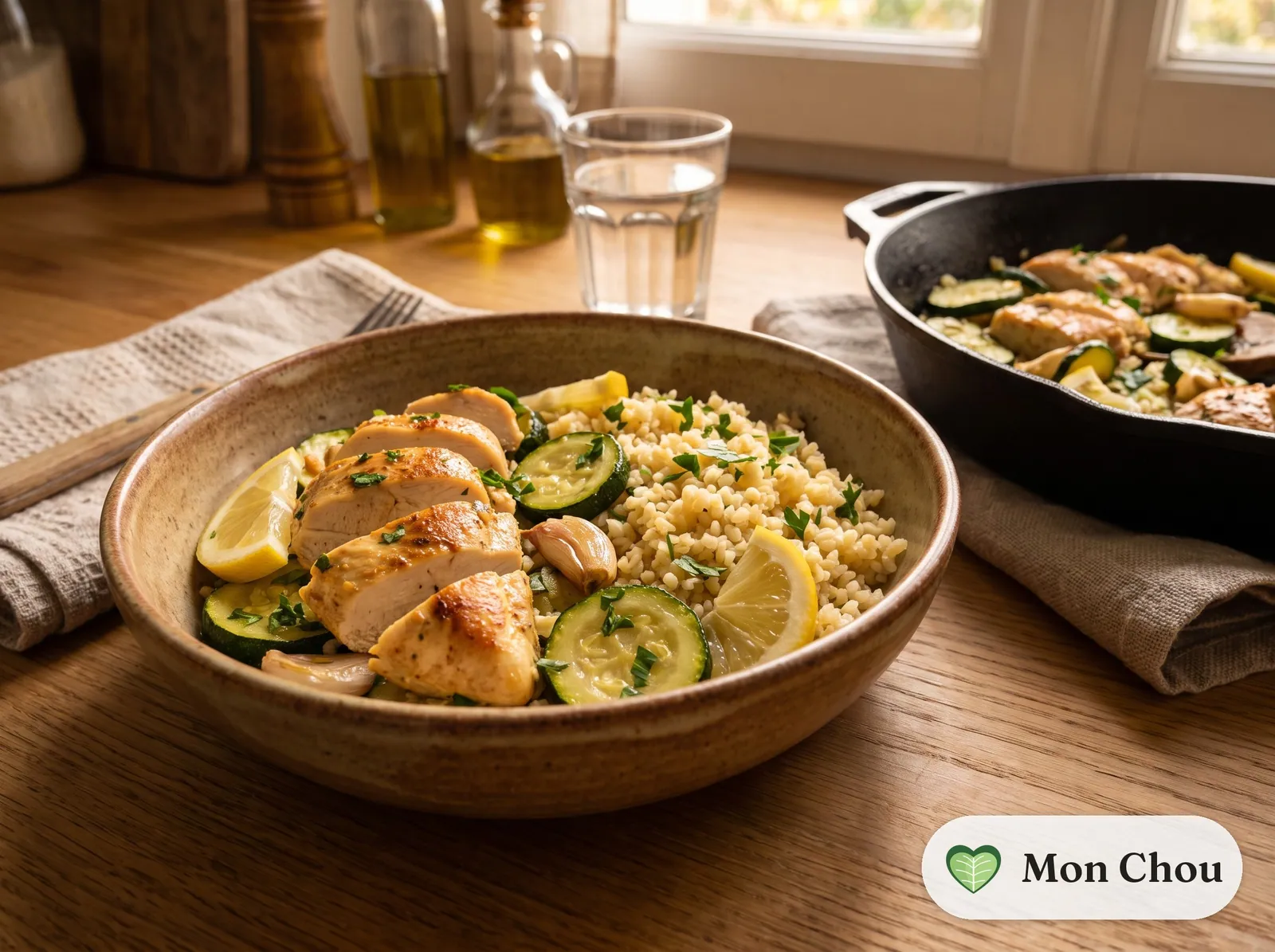 Chicken with zucchini and bulgur