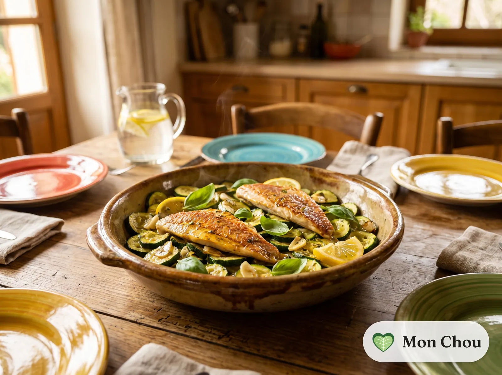 Filets de rouget et poêlée de courgettes