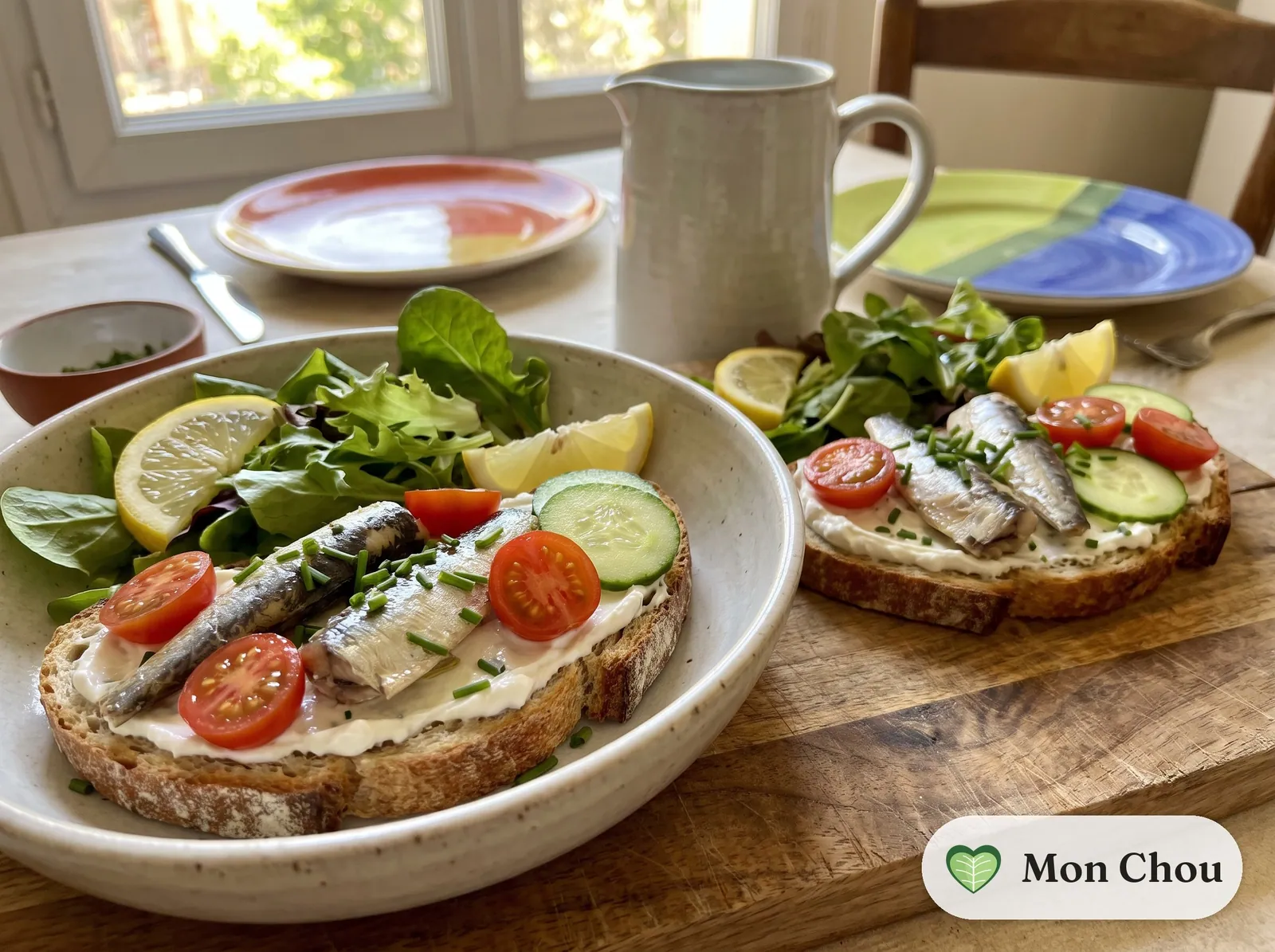 Tartines de sardines et salade