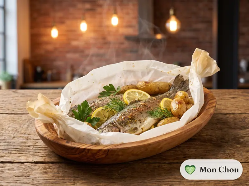 Truite en papillote et pommes vapeur