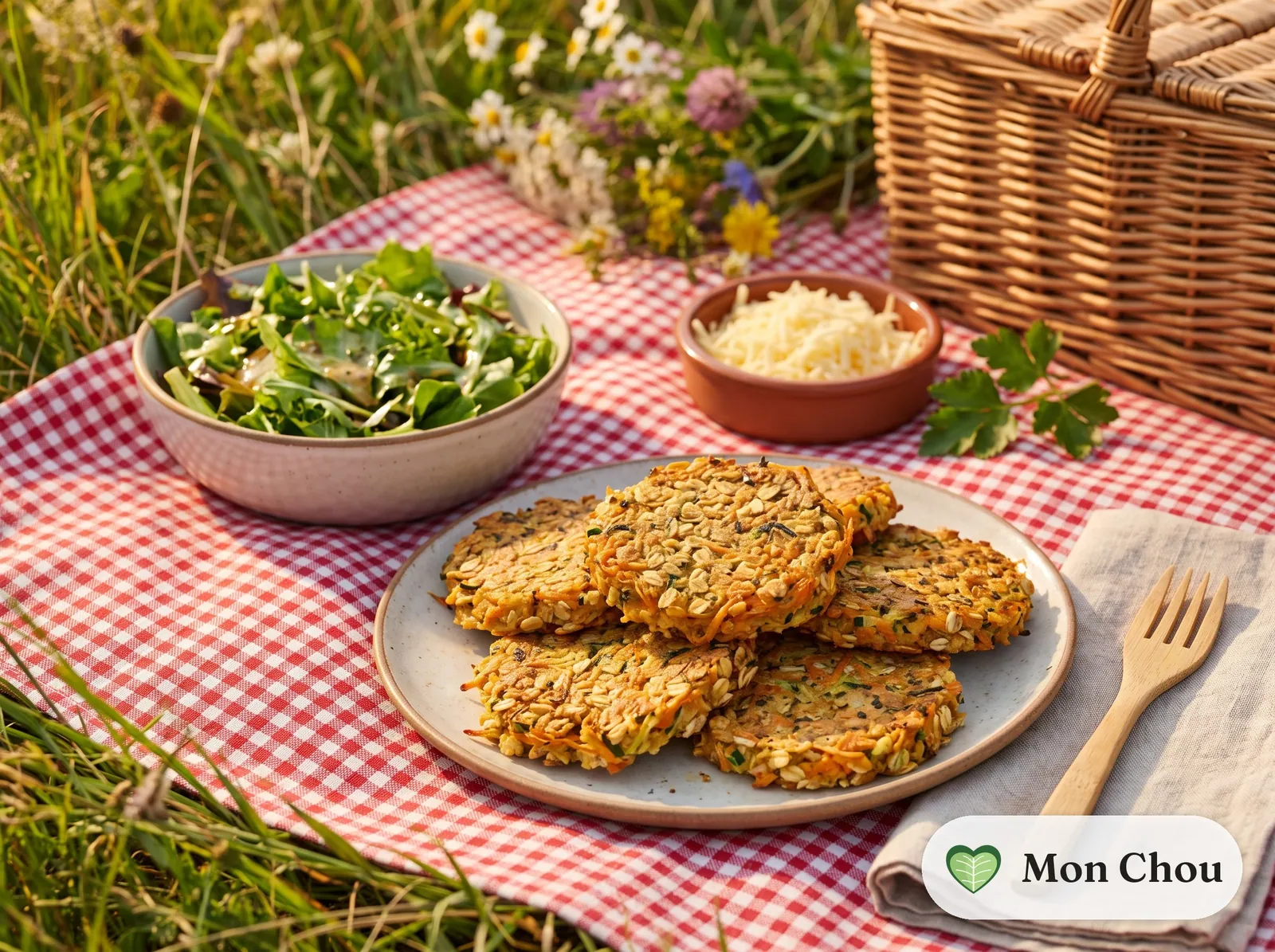 Haferflocken-Gemüsetaler mit Salat