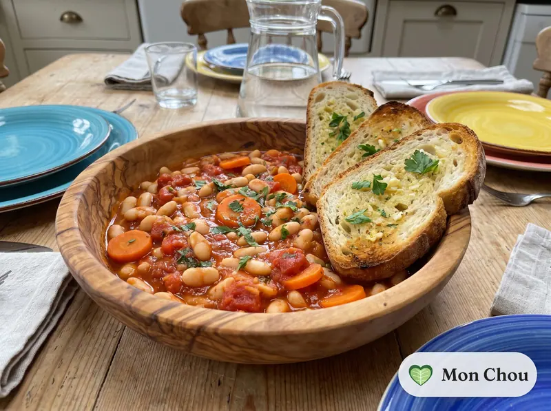 Haricots blancs à la tomate et tartines grillées