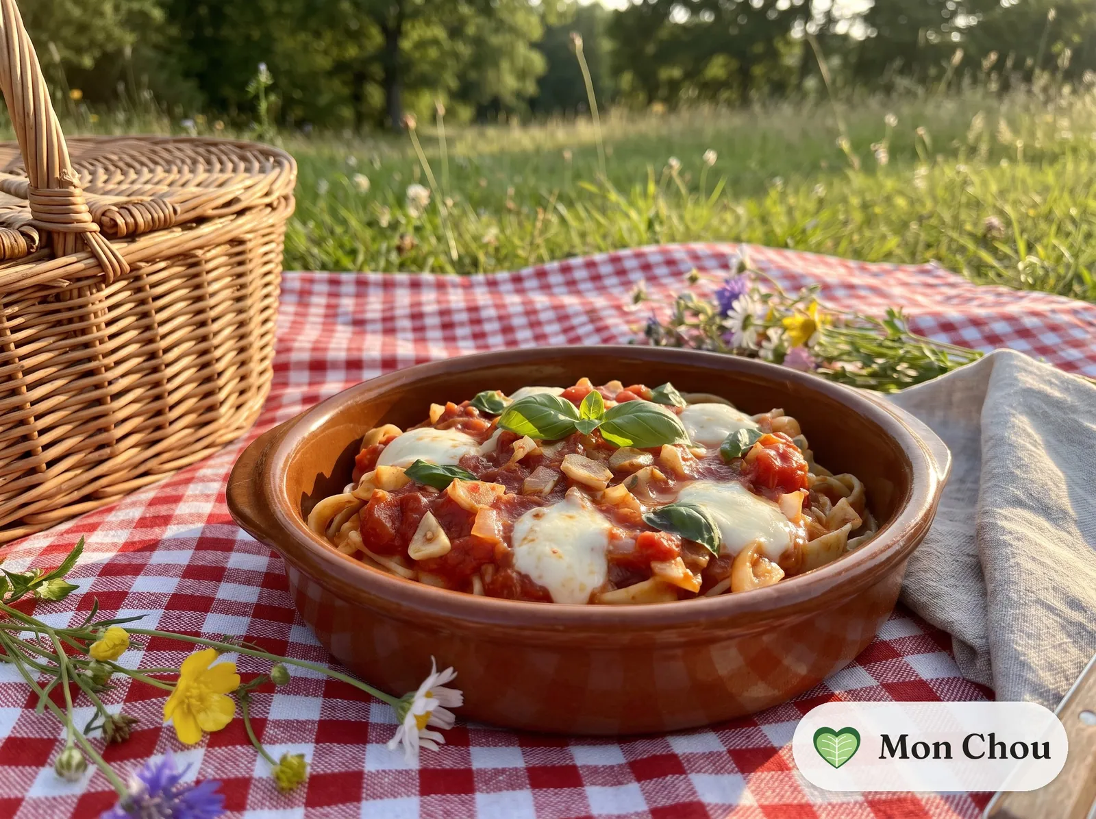 Tomato, basil and mozzarella pasta