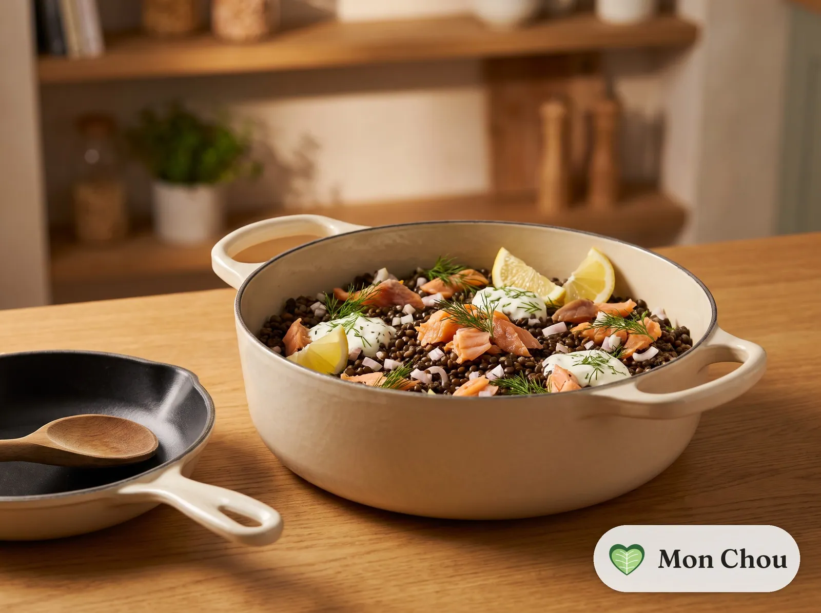 Lauwarmer Linsensalat mit Räucherlachs