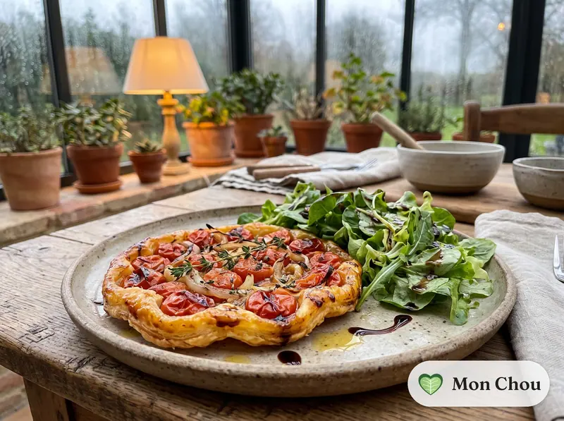 Tatin de tomates et salade
