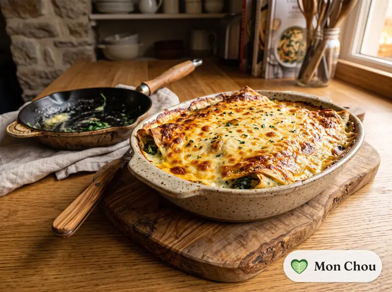 Crêpes aux épinards et ricotta gratinées