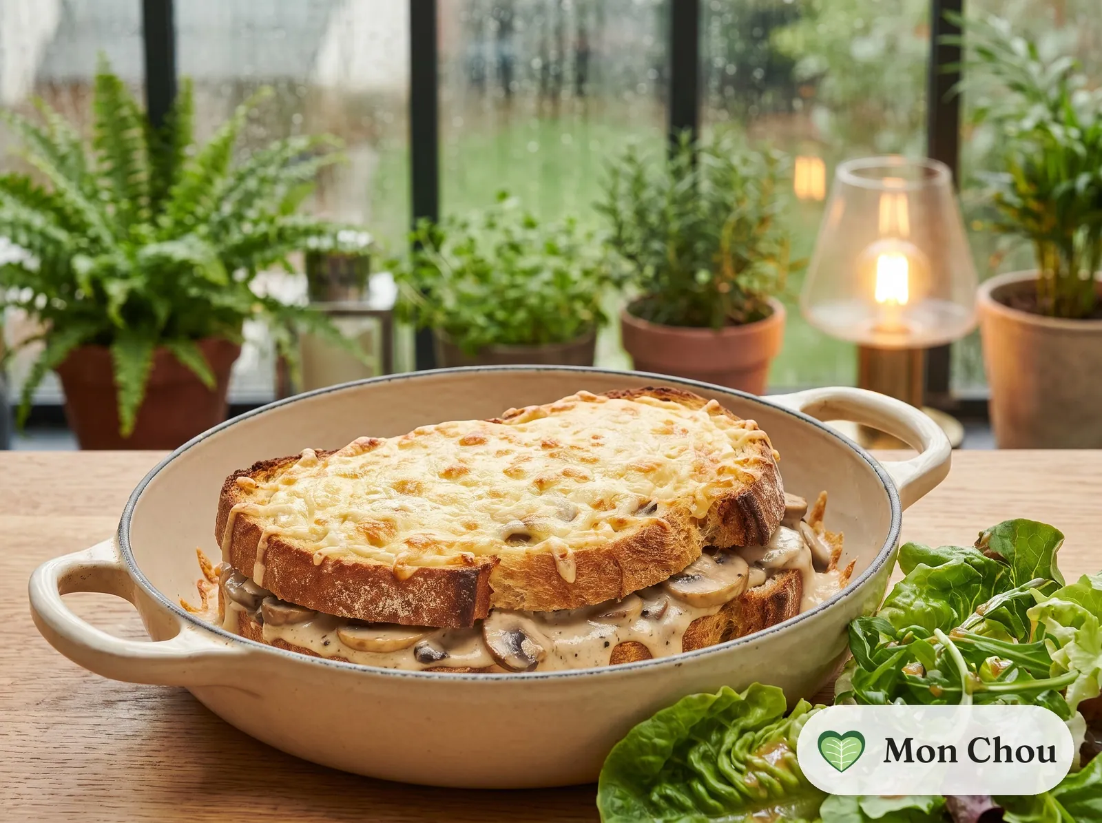 Croque aux champignons et emmental