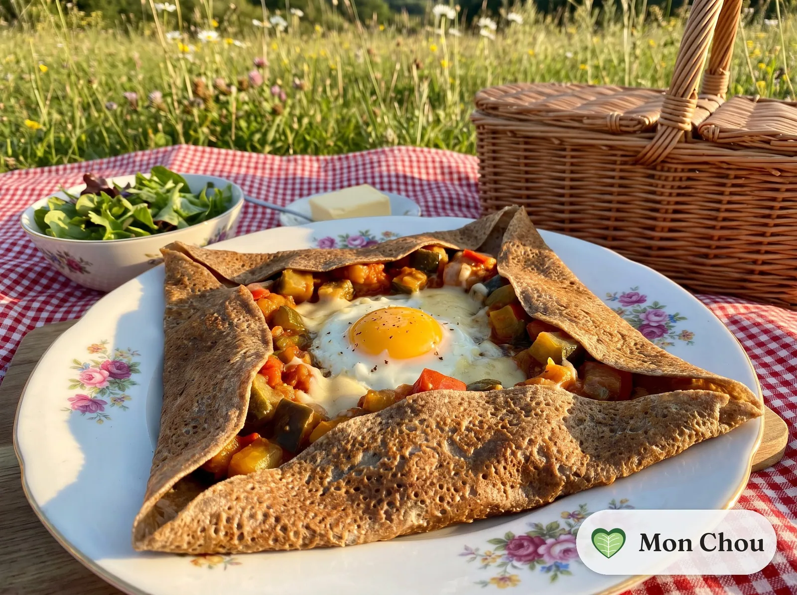 Galettes de sarrasin, ratatouille et œuf