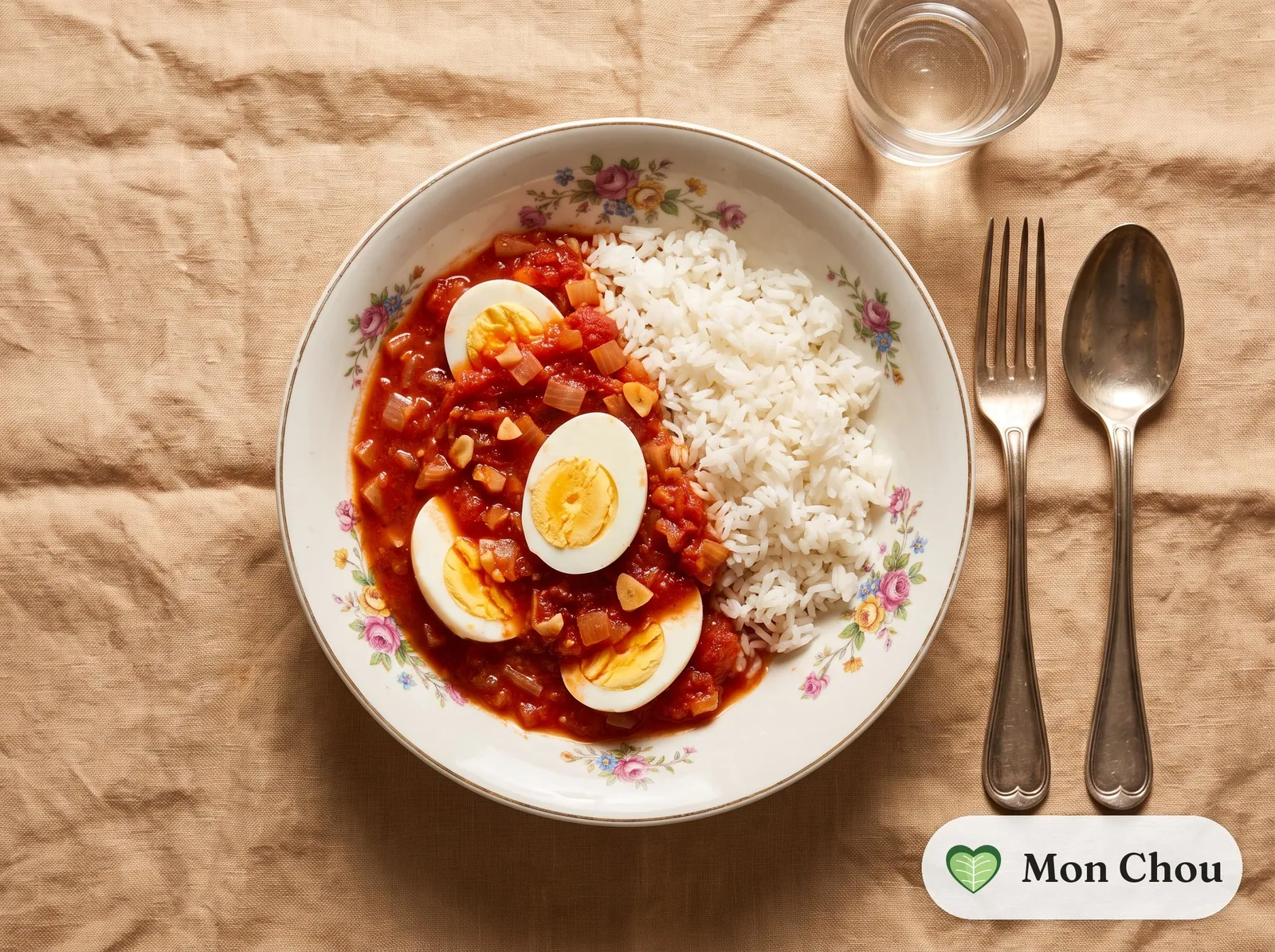 Œufs durs en sauce tomate et riz