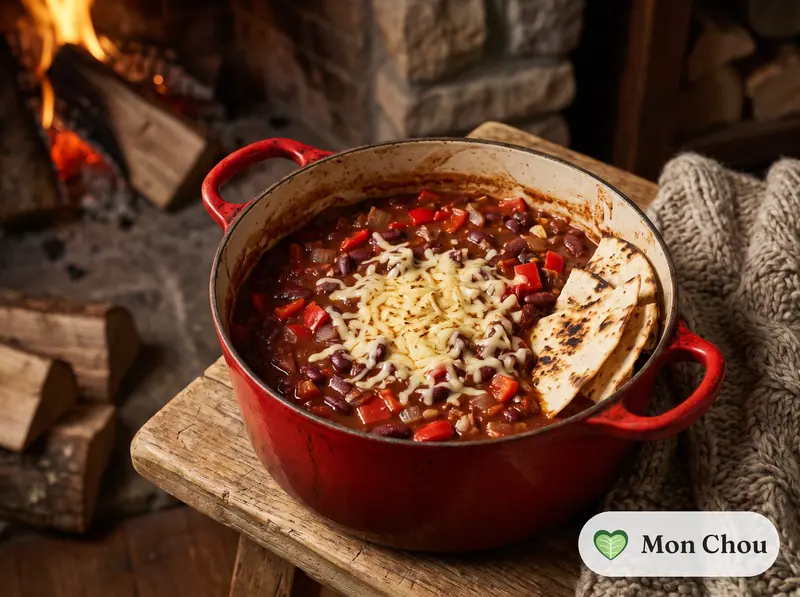 Soupe de haricots rouges épicée et tortillas grillées