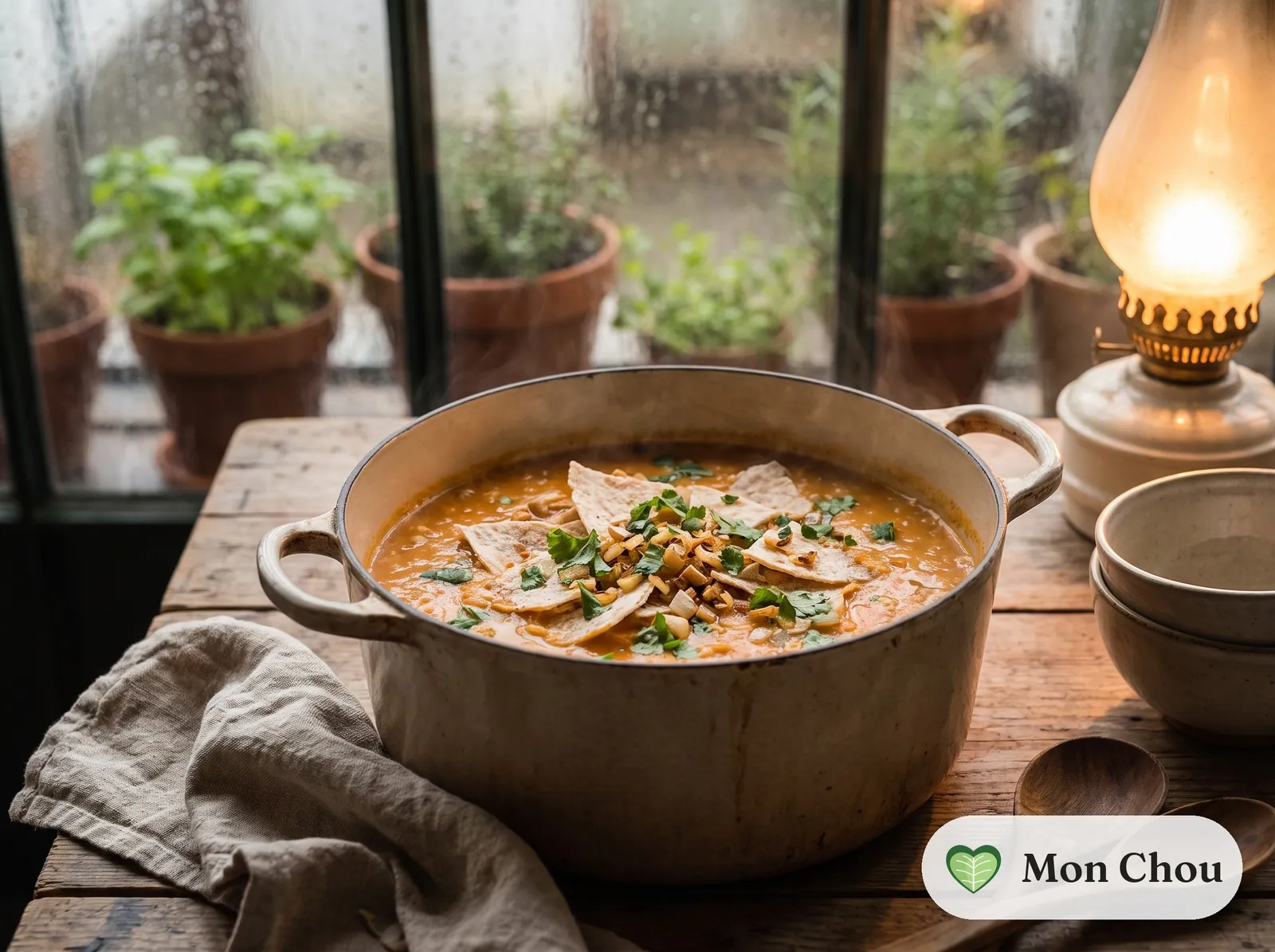 Rote Linsen Kokossuppe mit Fladenbrot
