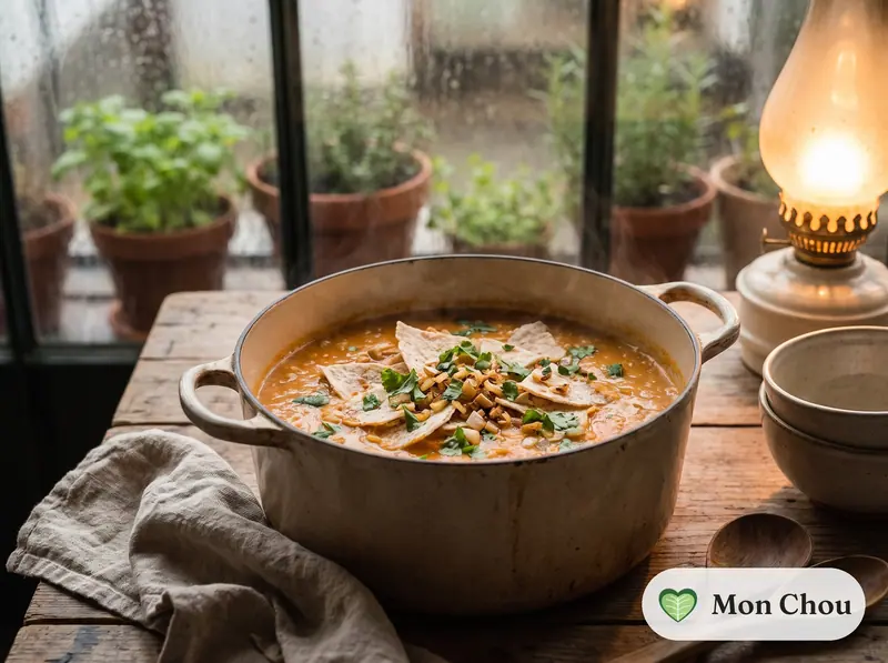 Soupe de lentilles corail au lait de coco et galettes de pain