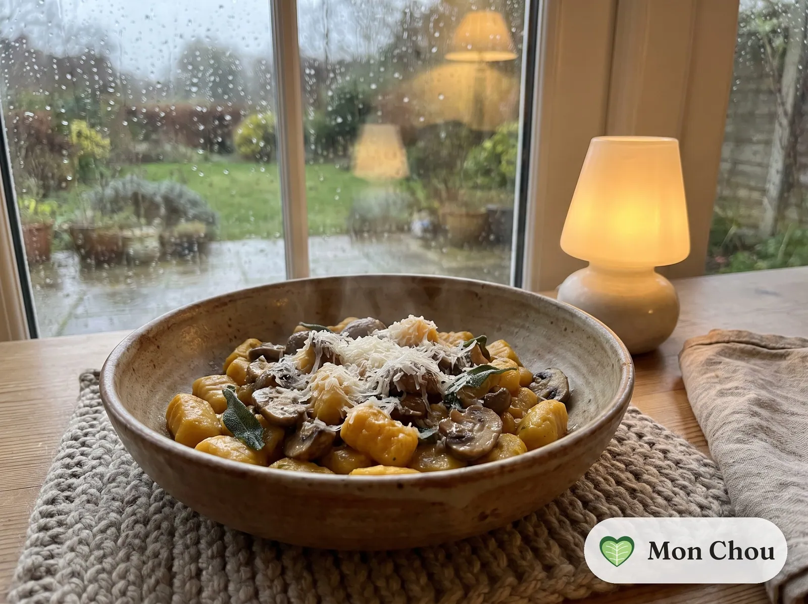 Gnocchis de potiron et champignons poêlés