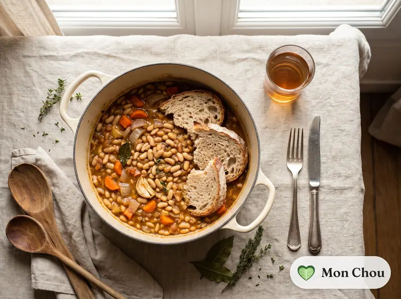 Mijoté de flageolets aux légumes et pain de campagne