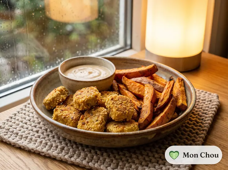 Nuggets de tofu et frites de patate douce