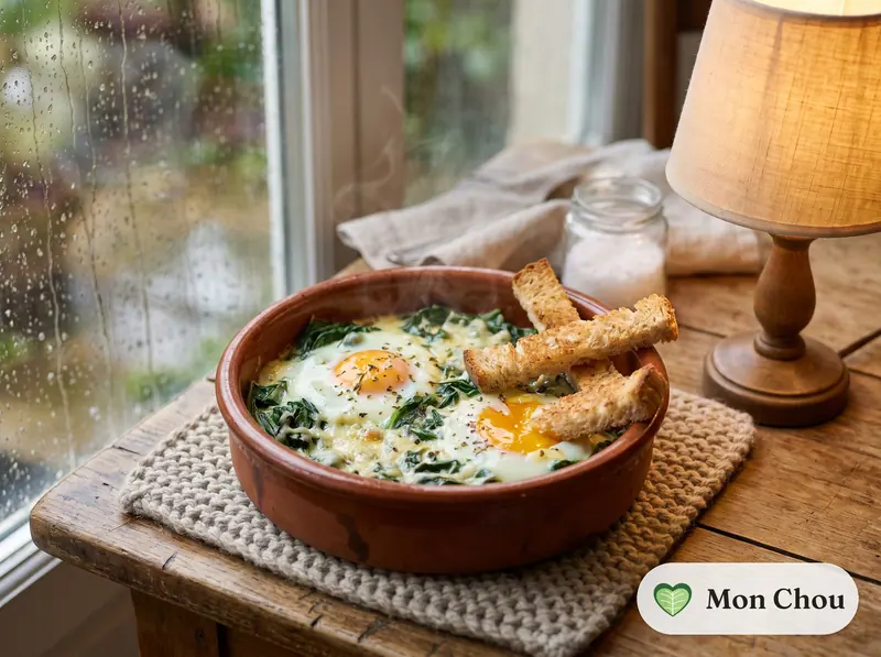Œufs cocotte aux épinards et mouillettes