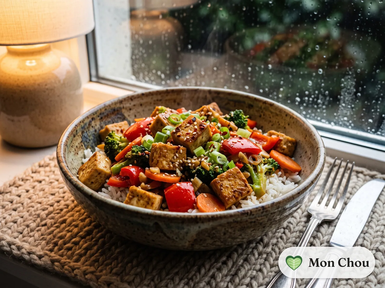 Tofu sauté aux légumes et riz