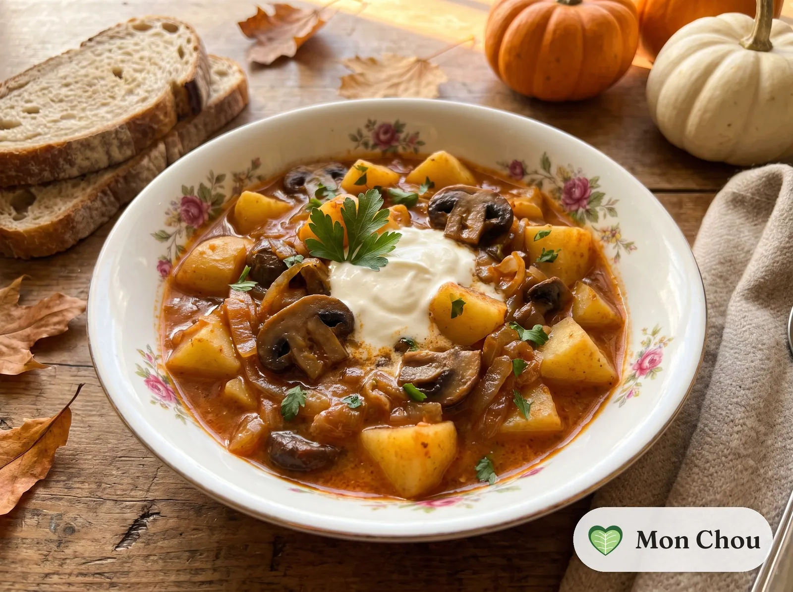 Ragoût de pommes de terre aux champignons et paprika