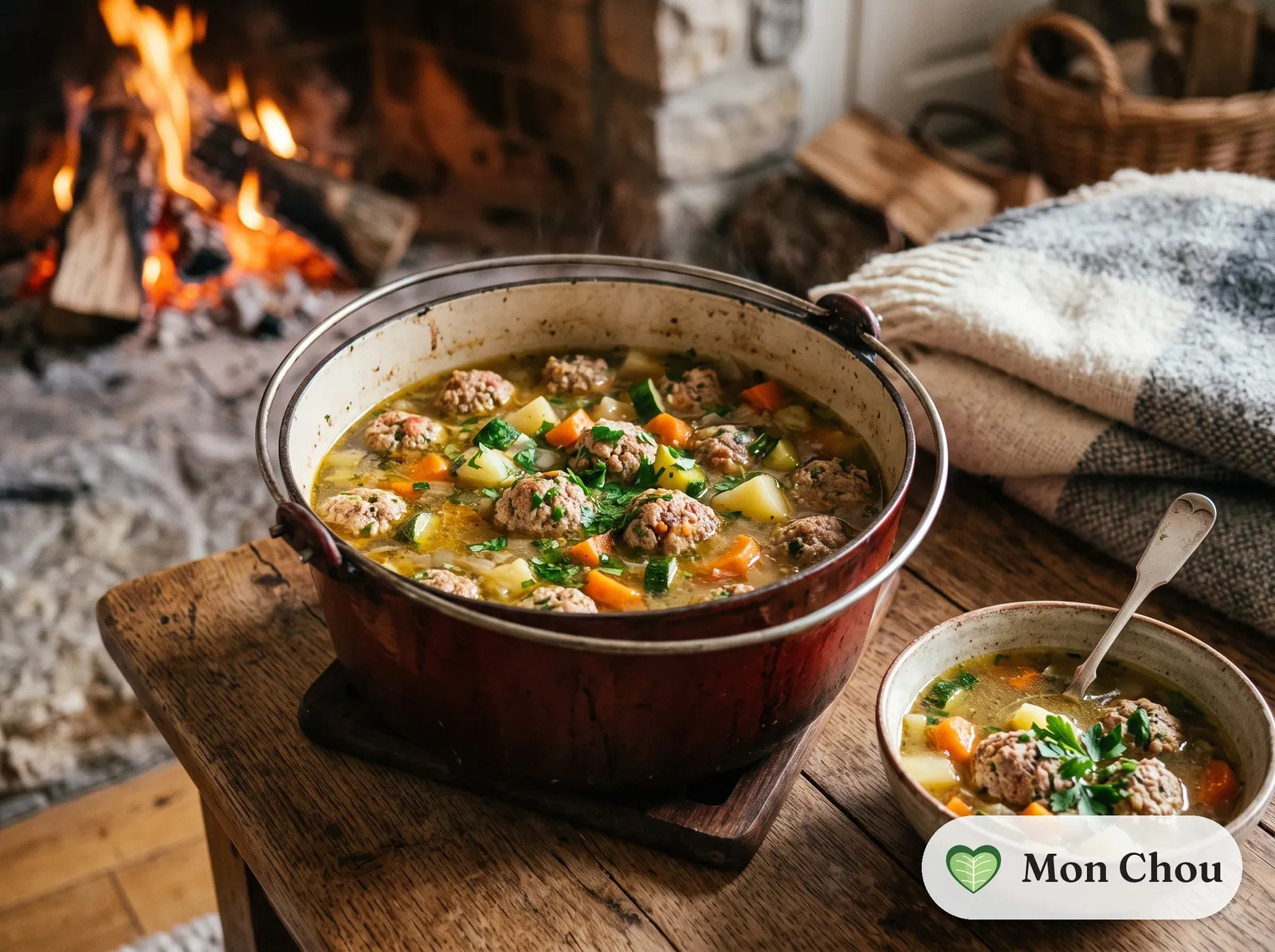 Veal meatball and vegetable soup