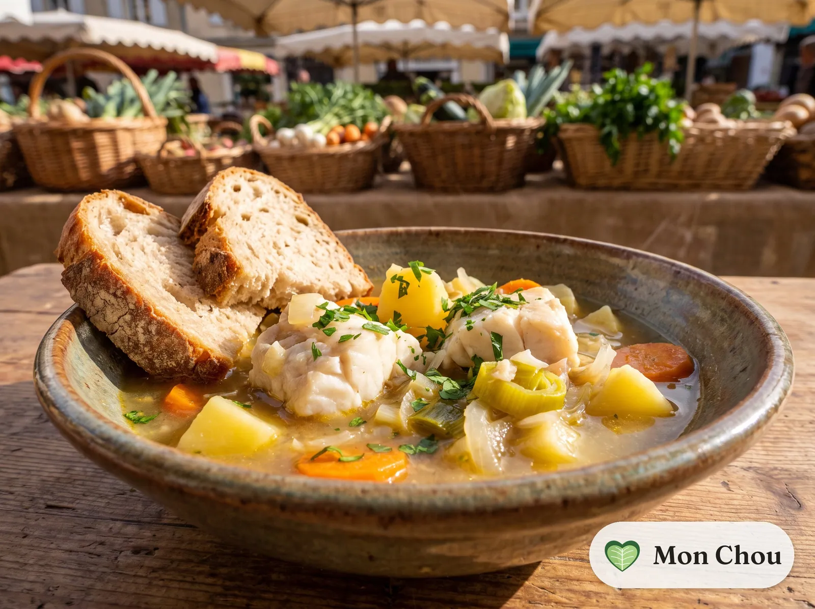 Kabeljausuppe mit Gemüse und Kartoffeln