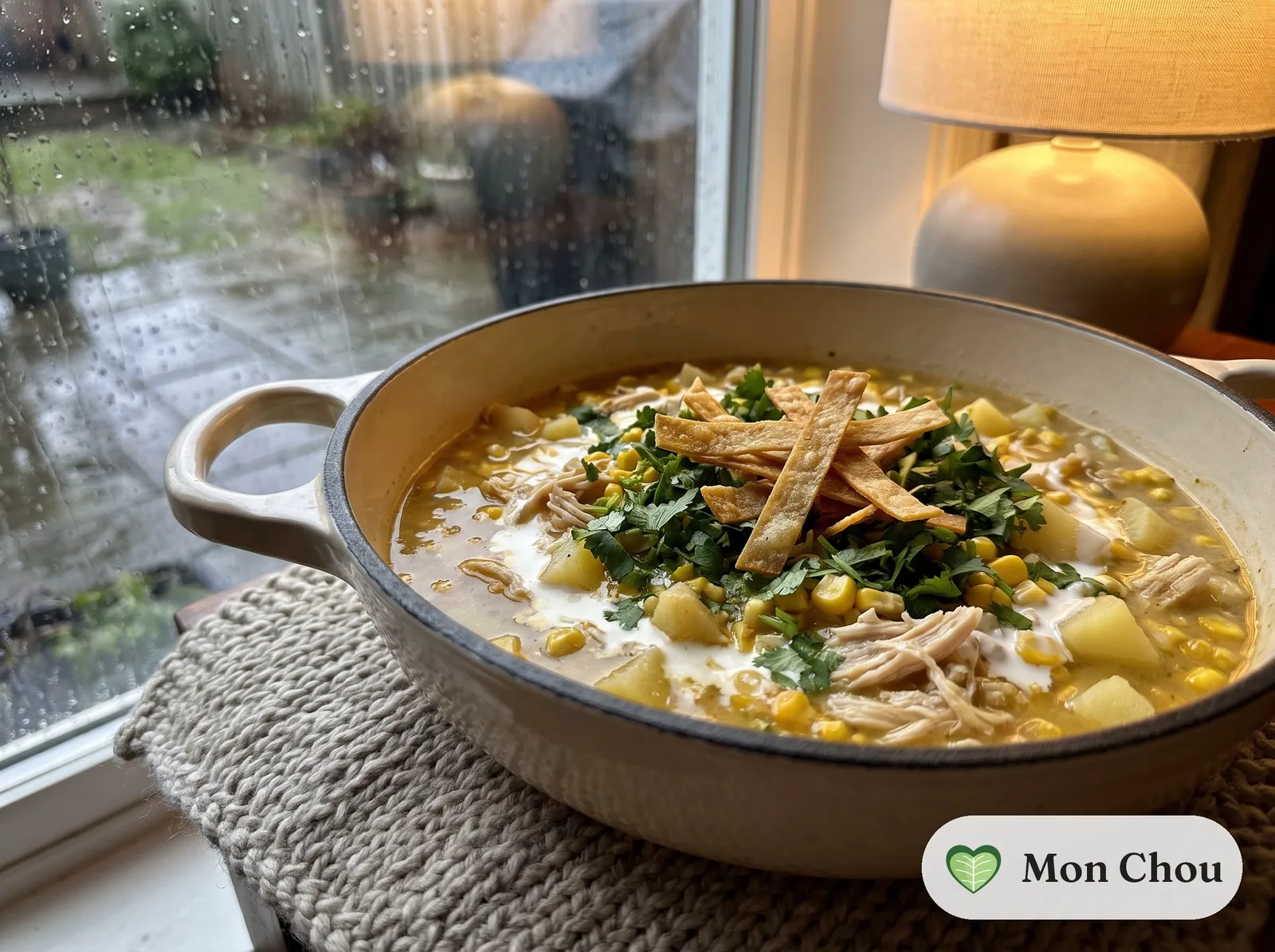 Soupe de maïs au poulet et coriandre
